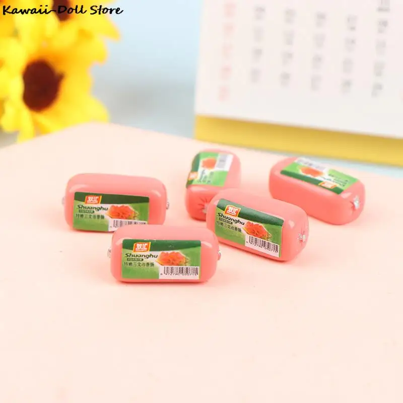 

5Pcs Dollhouse Miniature Simulation Ham Sausage Hot Dog Dachshund Model Kitchen Food Accessory For Doll House Decor Pretend Toys