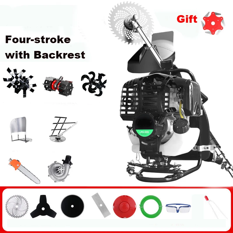 4 Stroke Engine Lawn Mower 145 Gasoline Engine Knapsack Petrol Mower