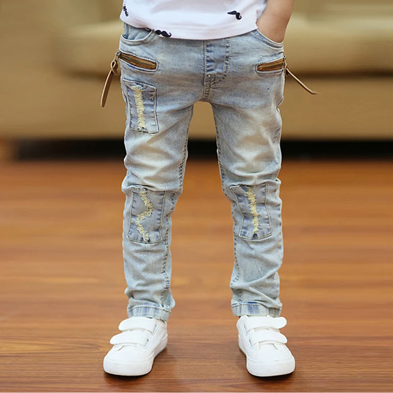 Kids Pants Boys Jeans 4-11 Years Boys Clothes Slim Straight Jeans Classic Bottoms Children Denim Clothing