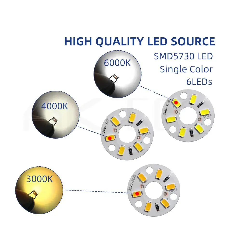 10 Stücke Neue Highlight LED-Lichtplatine DC 12 V 3 Watt SMD5730 6 LEDs Lichtquelle Aluminiumplatte Runde Durchmesser 32mm Warmweiß Natürliches Licht – Detail 3