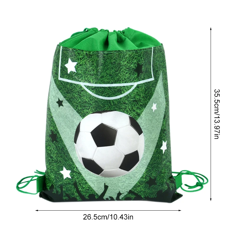 1-20Pcs Football Theme Gift Bags Non-woven Soccer Drawstring Goodie Bag Backpack Kids Sport Birthday Party Favors Decor Supplies