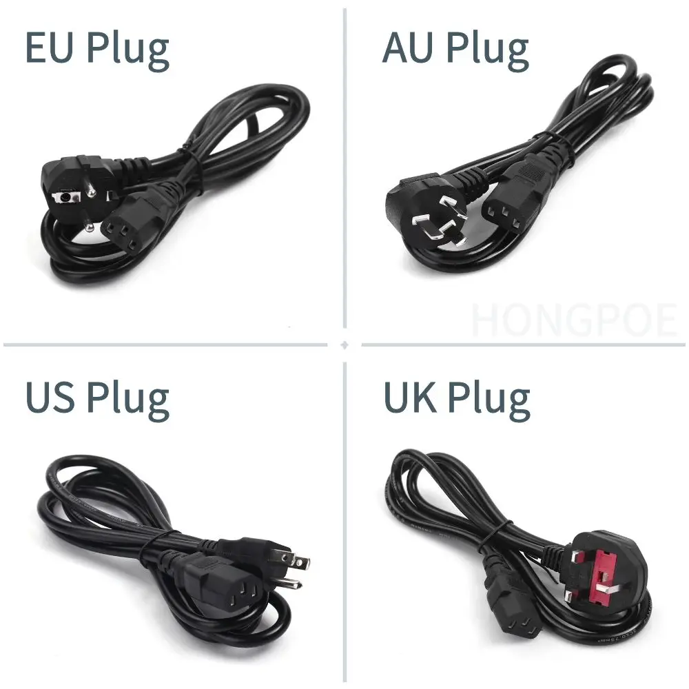 Universal 1.2M AC Power Cable Cord with 3-Prong Plug for Electronics and Appliances
