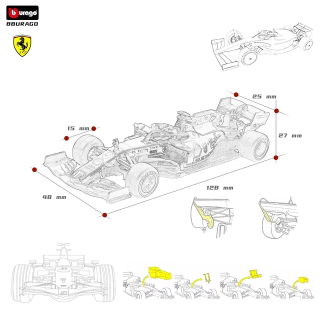 Bburago 1:43 Ferrari Diecast Alloy Model Car F1 Team Racing Formula Cars Static Toy SF21 SF1000 #7#16#5 4