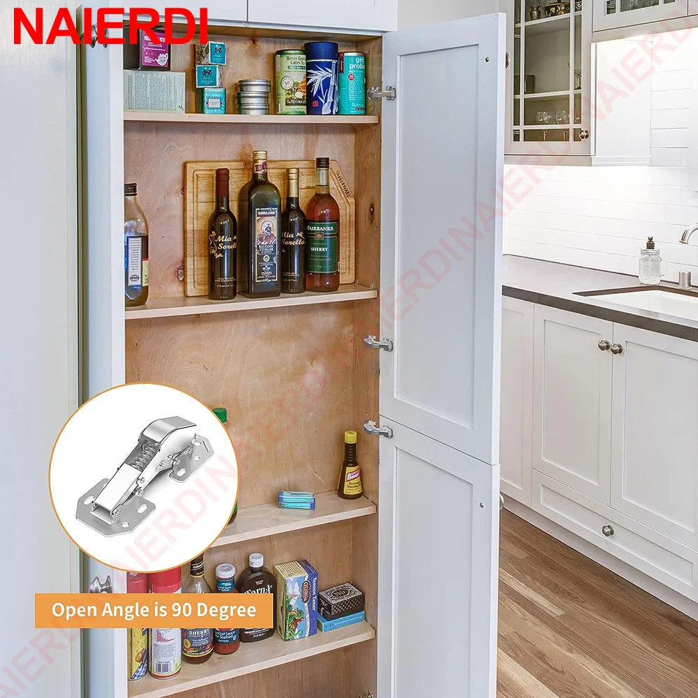 NAIERDI 4 Pack 90 Degree Soft Close Spring Hinges No Pre-drilled Noiseless Hidden Concealed Cabinet Furniture Hinge furniture hinge