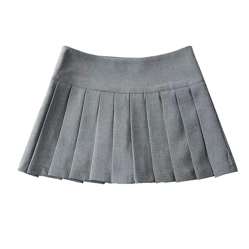 Lucyever Pleated Skirts Women Sexy Slim Side Split Anti-Glare Mini Skirt Female All-Match Solid Color High Waist A Line Skirt
