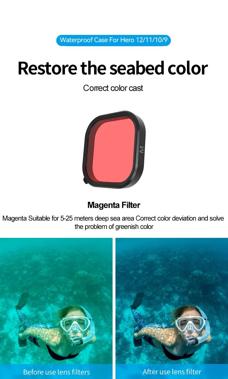 45M Waterproof Case For 12 11 10 9 Tempered Glass Lens Diving Housing Cover Len