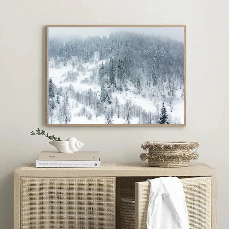 Winter Landscape poster Snow Norway Forest Canvas Printing Poster Wall Art Decoration Hanging Picture For Home Living Room Decor