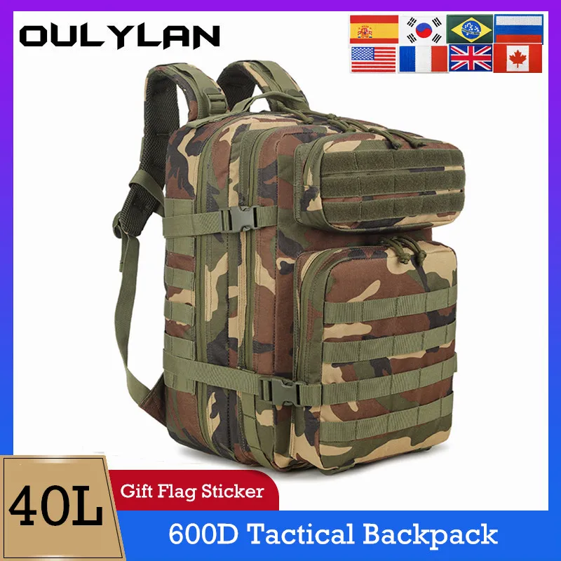 

Oulylan Military Tactical Backpacks For Men Molle 40L Large Capacity Outdoor Camping Bag Hiking Rucksack 3P Tactical Backpack