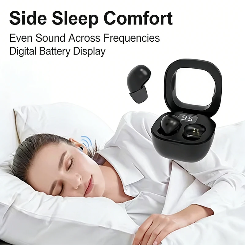 Compact Wireless Bluetooth Earbud - Invisible HD Bass Headphone for Sleep, Work, Sport, and Gaming