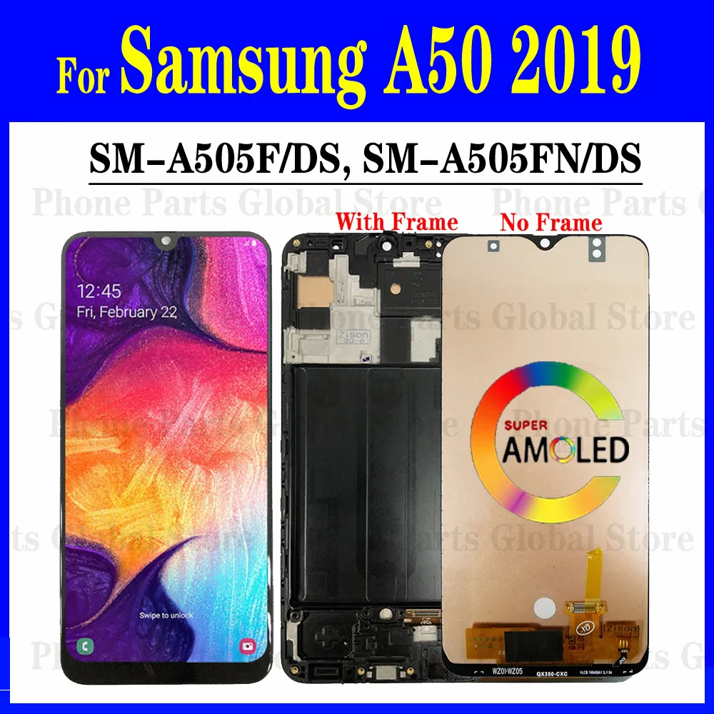 ЖК-дисплей A50 для Samsung Galaxy A50 2019, ЖК-дисплей с рамкой SM-A505F/DS A505FN, сенсорный экран с дигитайзером в сборе, запасные части
