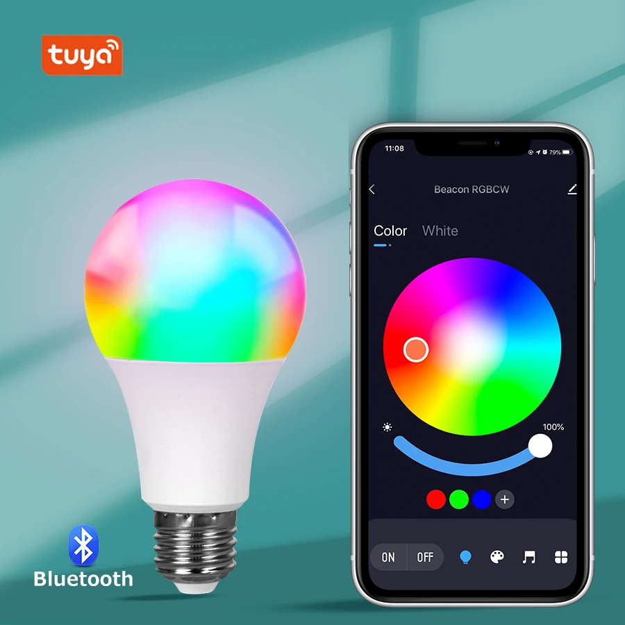 Smart Led Light Bulbs Tuya Smart Led Bulb E27 220V Smart Light Dimable Bluetooth RGB Lamp APP Control for Bedroom Room Decoration Party Lights