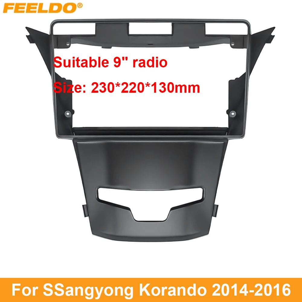 Feeldo Car Audio 9 "Grande Schermo Dash Fascia Panel Frame Kit Adattatore Per Ssangyong Korando 2014-2016 Radio Dash Frame