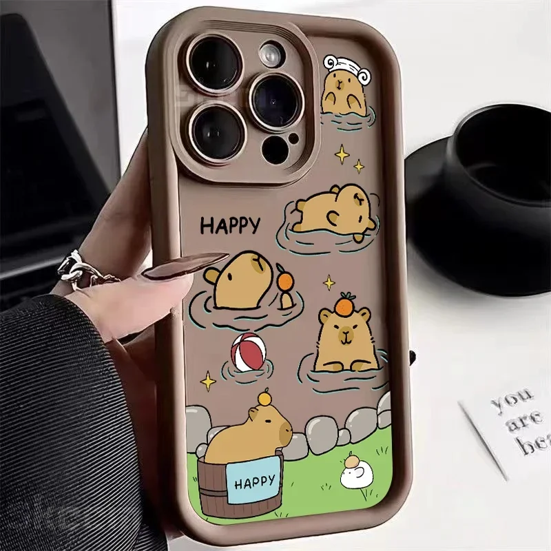 Capybara-Themed Soft Silicone Shockproof Phone Case - Cute and Fun Design