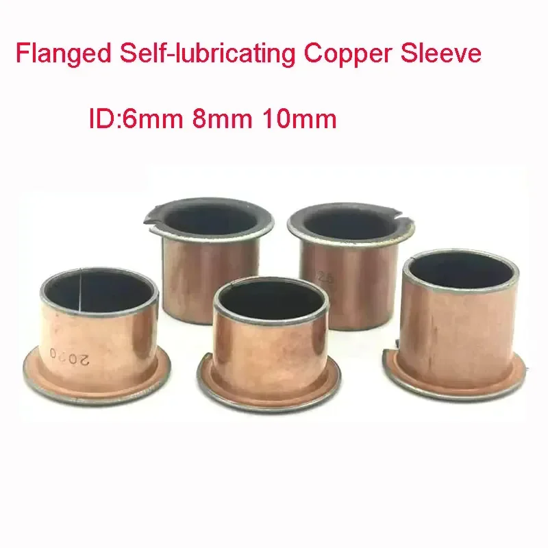 

10pcs/Set SF1-F Flanged Self-Lubricating Composite Copper Sleeve / Bushing Flanged ID 6/8/10mm OD 8/10/12mm