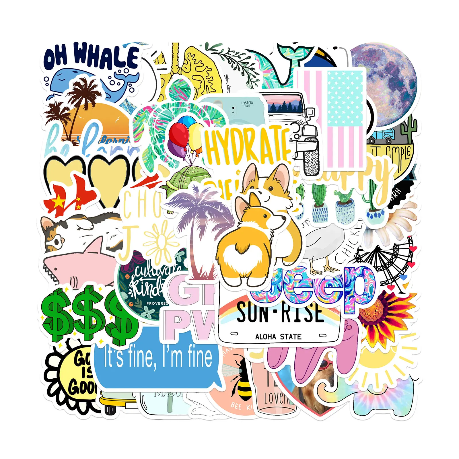 

10/50PCS VSCO INS Cartoon Funny Stickers Cup Pack DIY Skateboard Motorcycle Suitcase Stationery Decals Decor Phone Laptop Toys