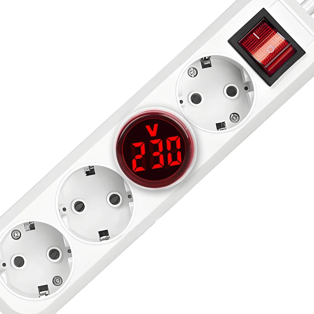 Circular LED Display Digital Ammeter with EU Plug for Electrical Measurements