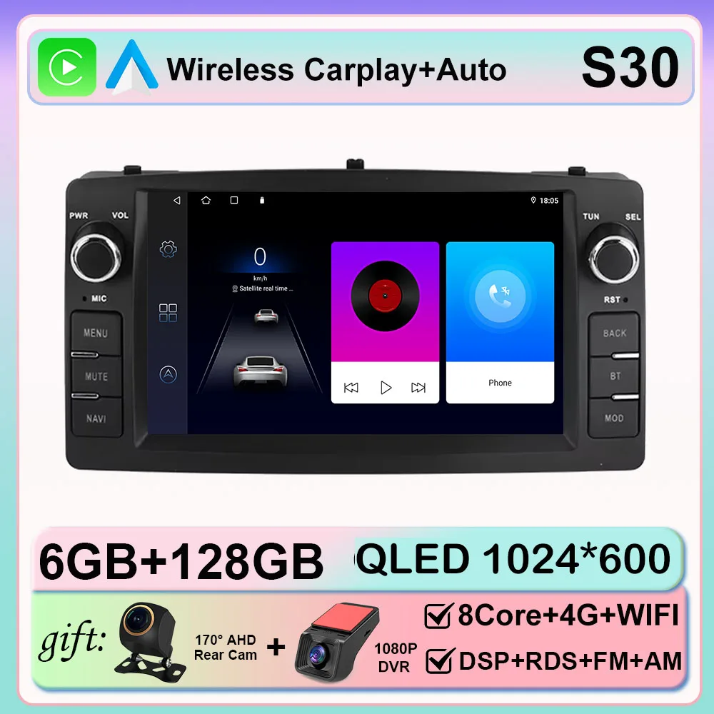 Radio de navigation GPS Android de 6,2 pouces pour Toyota Corolla E120 BYD F3 2003-2012 avec
