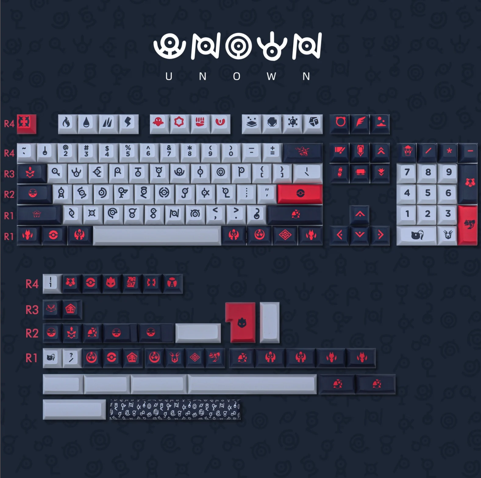 Chaves Unown Keycaps Kca Perfil Pbt Tintura Sublimação Teclado Mecânico para mx Switch Iso Digite 61 64 75 84 87 980 143