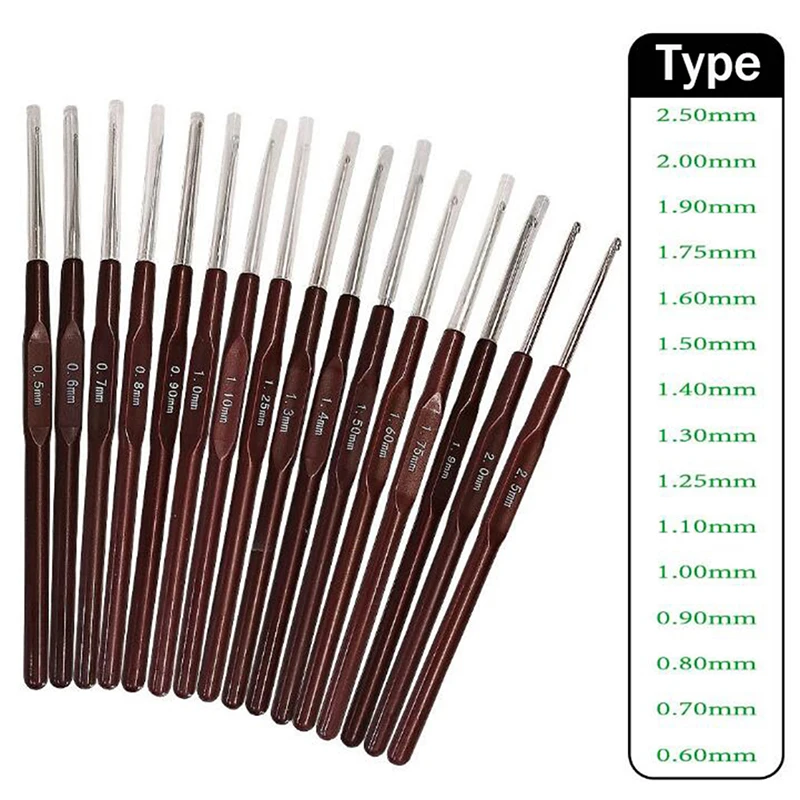 16pcs/set Plastic Handle Crochet Hooks Knitting Needles Set Crochetings Sewing Tools Accessories Crochet Needles