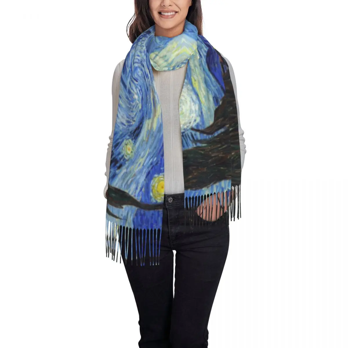 Customized Printed Vincent Van Gogh Starry Night Scarf Women Men Winter Warm Scarves Art Painting Shawls Wraps