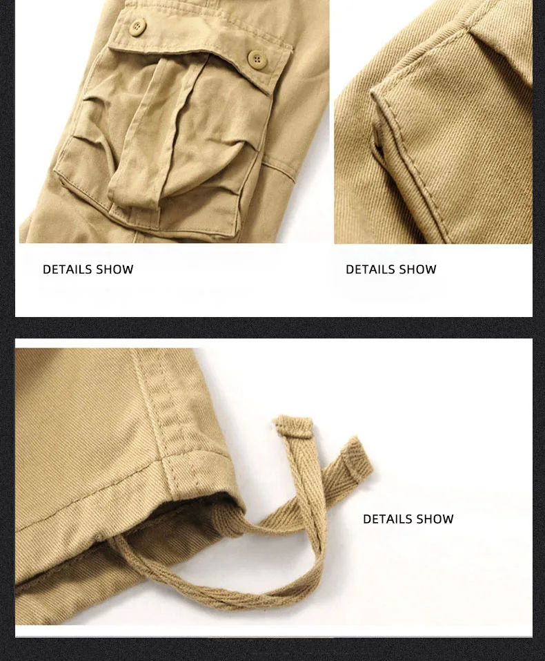 Spring Autumn Mens Cargo Pants Multi Pocket Khaki Trousers Casual Military Cotton Pants Men Plus Size Pantalon Cargo Homme combat trousers