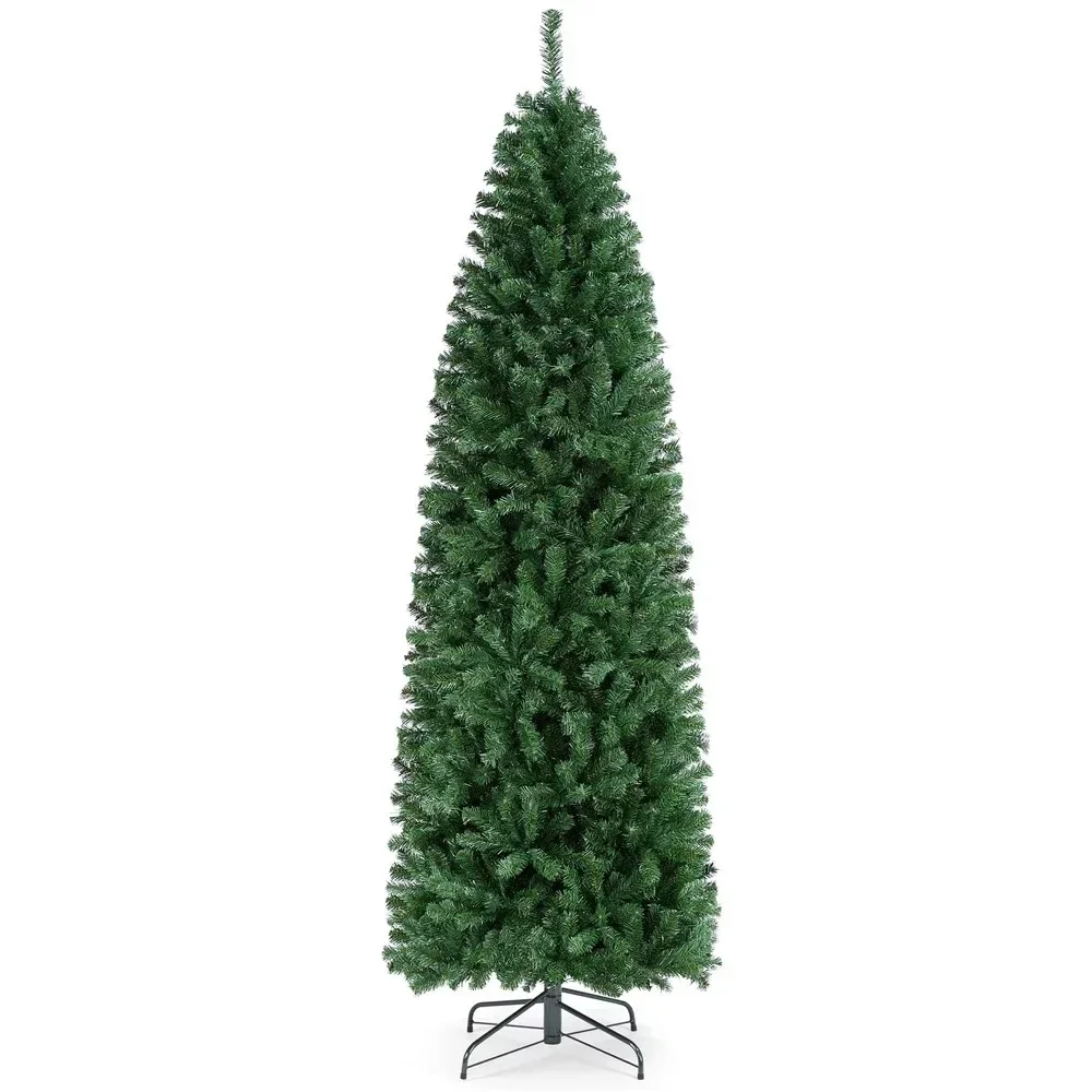 

Green Christmas tree 7.5 Ft Unlit Hinged Artificial Spruce Slim Christmas Tree Cristmas Decoration Decorations 2024 Decor Trees