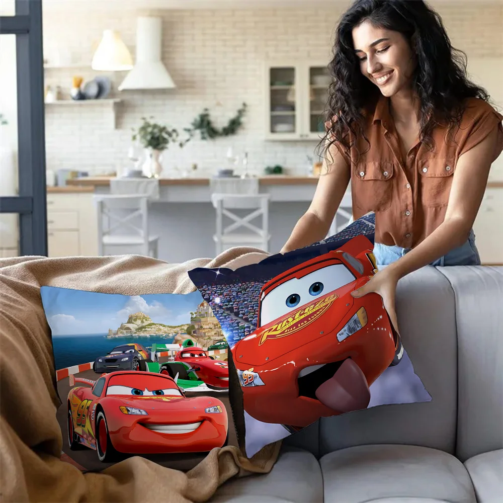 L-Lightning McQueen Pillow Covers Cartoon Sofa Decorative Home Double-sided Printing Short Plush Cute Cushion Cover 3