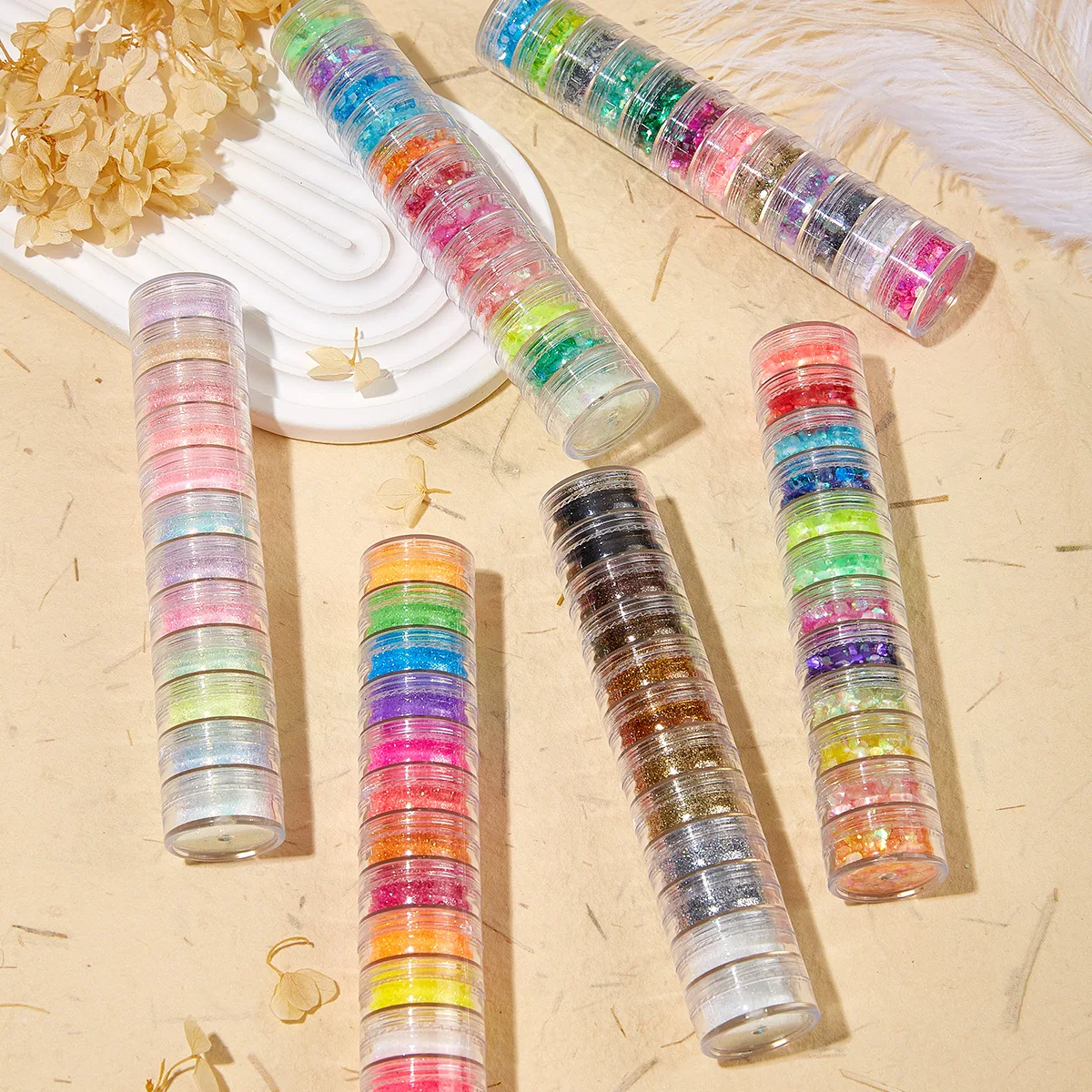 12 Layer Eye Nail Body Art Sequins Glow Chunky Glitter Loose Glitter with Gel for Christmas Halloween Makeup 4