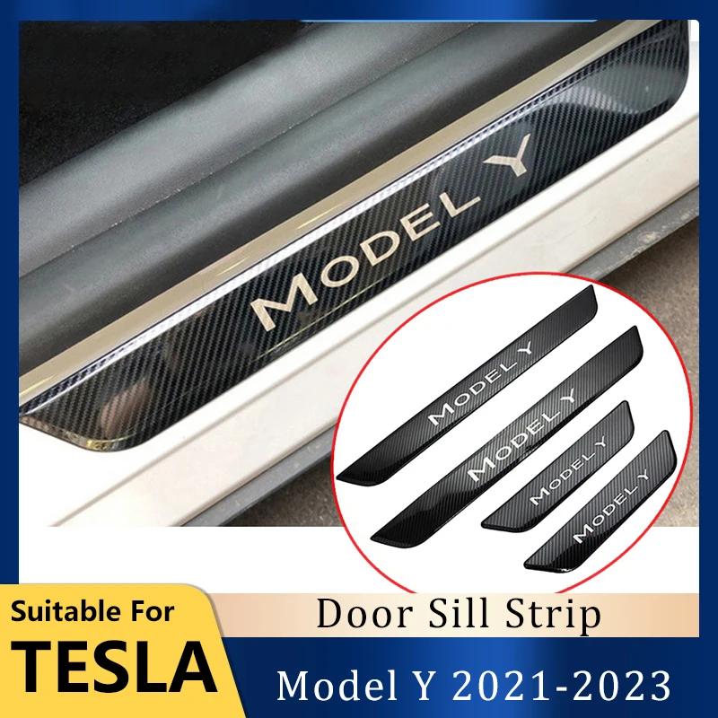 Carbon Fiber Threshold Strip For Tesla Model 3 Door Sill Strip Protector  Stickers Welcome Pedal Decoration Car - buy Carbon Fiber Threshold Strip  For Tesla Model 3 Door Sill Strip Protector Stickers