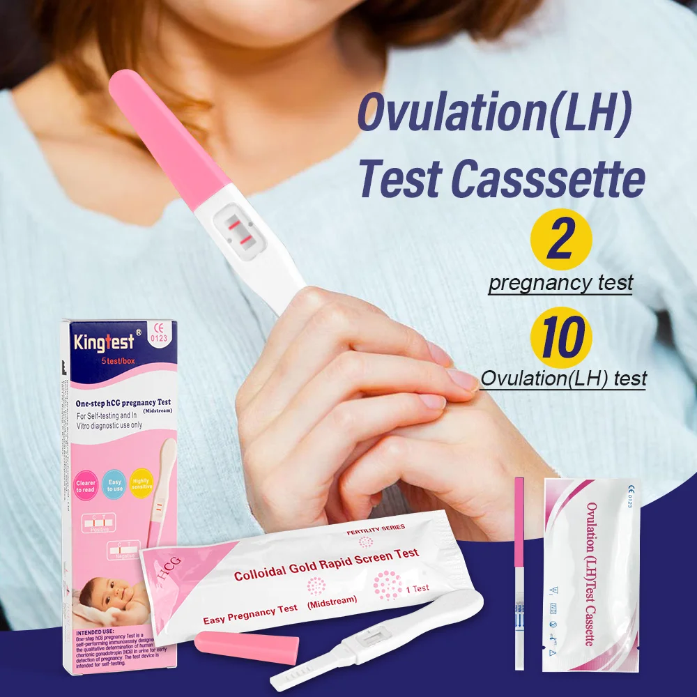 Pregnancy Test Ovulation & Pregnancy Test Strips Combo Kit 10 LH + 2hCG Accurate & Easy to Read 5mm Sticks Pregnancy Tests Early Detection