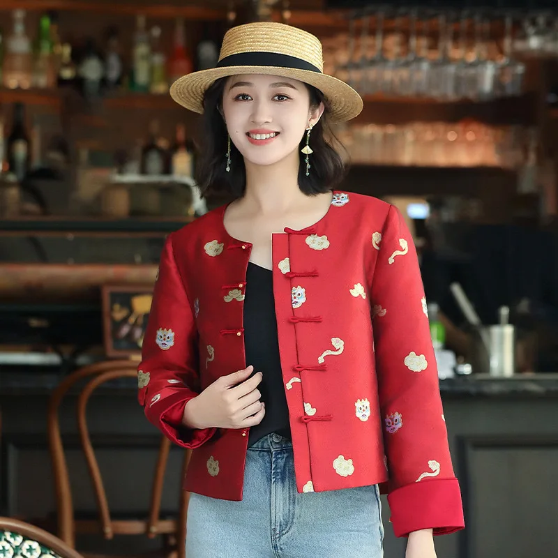 Chinese New Year Party Tangsuit Women Red Jacket