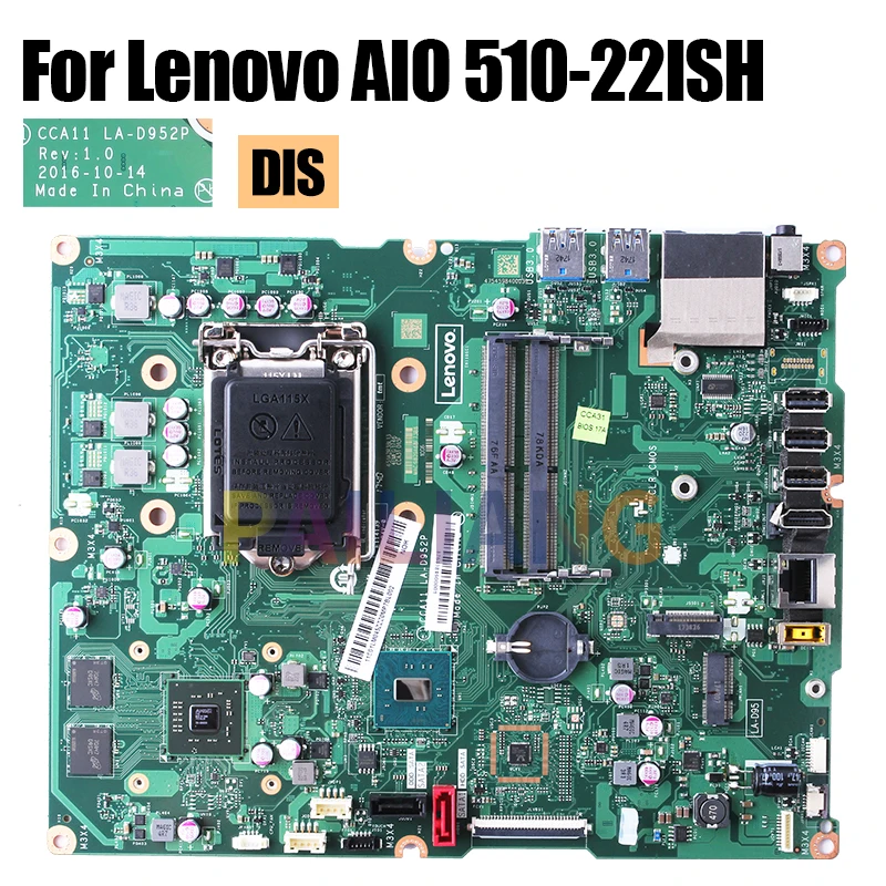 For Lenovo AIO 510-22ISH Notebook Mainboard Laptop LA-D952P