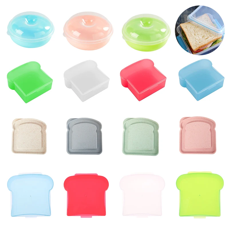 Silicone Bread Container Portable Sushi Dessert Sandwich Toast Food Storage Box Microwaveable Transparent Kitchen Lunch Bento Bo