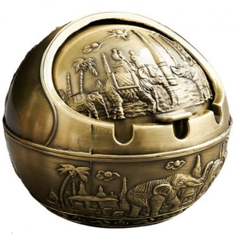 

Пепельница из сплава в индивидуальном стиле для дома, гостиной, новая пепельница в китайском стиле с крышкой и защитой от курения