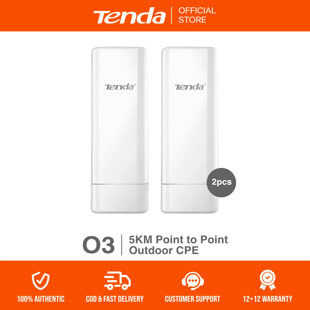 Tenda 야외 CPE, IP64 방수, 12dBi 안테나, 6KVA 번개 보호, WISP, AP, O3 v2, 5km 장거리 P2P