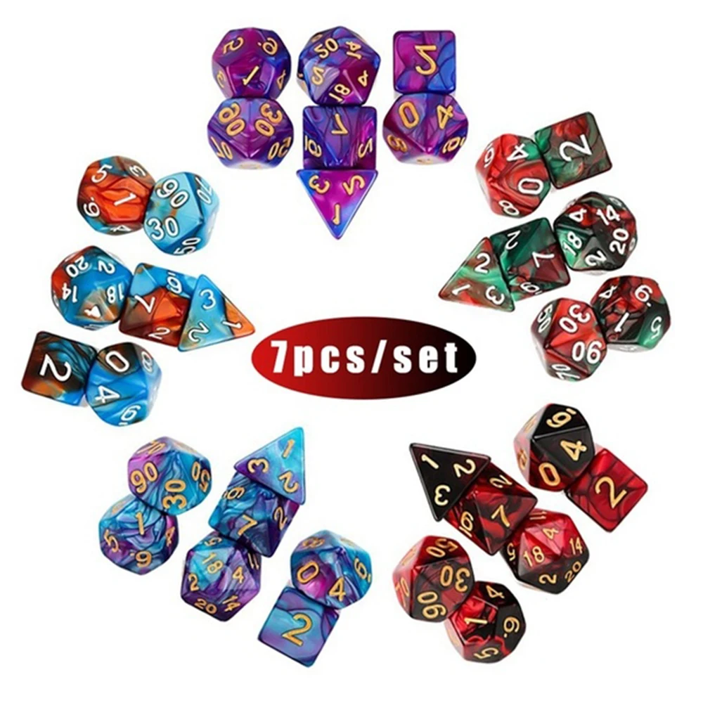Polyhedral Dice Double-Colors For RPG Dungeons and Dragons DND RPG MTG D20 D12 D10 D8 D6 D4 Table Game 7Pcs game dice dice set