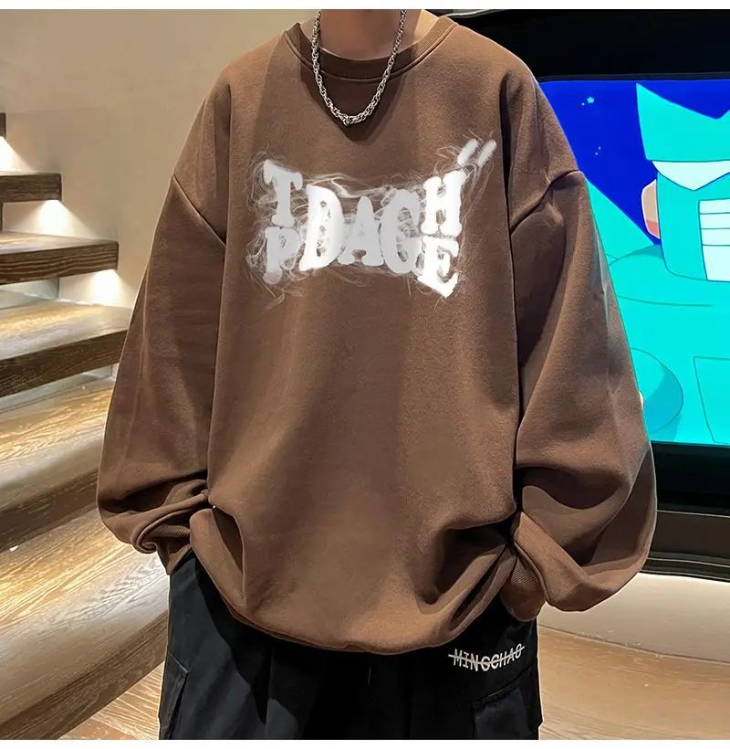 Pullover Letter Print Hoodies Women Men Harajuku Grunge Graphic Sweatshirts Loose Casual O-Neck All-Match Pullover Tops