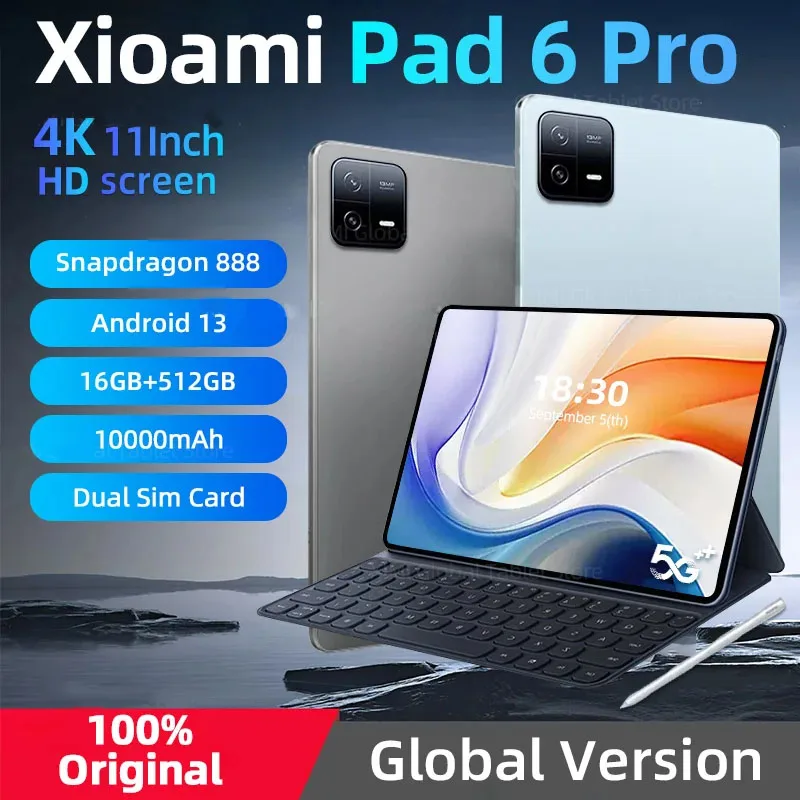 

2023 Original Global Version Tablet PC Pad 6 Pro Snapdragon 888 Android 13 Dual SIM Card RAM 16GB+ROM 512GB 5G WIFI HD 4K Mi Tab