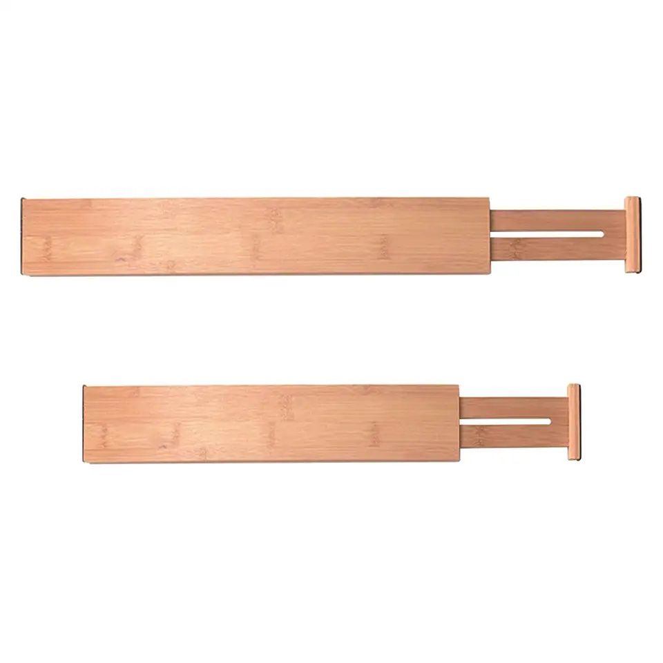 Generic Divisori per cassetti in bambù Organizer per cassetti da Cucina Regolabili Divisori a Scomparsa a Molla per Cucina, cassettiera, cassetti per Camera da Letto e Guardaroba, 4 Pezzi