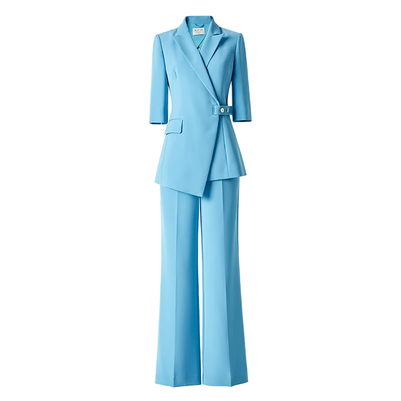 

2023 Spring and summer irregular blazer flared pants fashion two-piece set