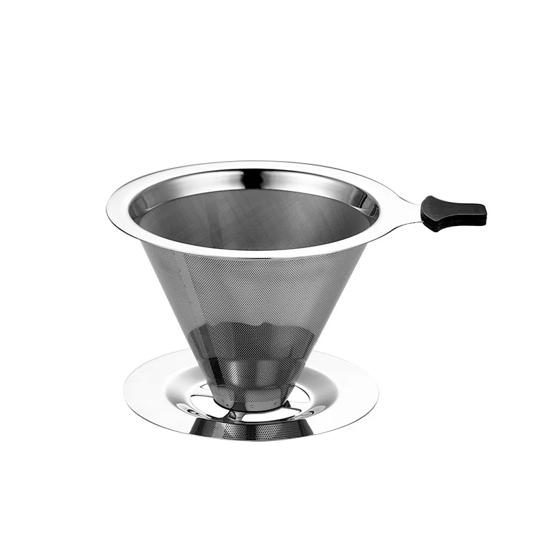 Filtr do kawy uchwyt wielokrotnego użytku podwójna warstwa 304 filtr do kawy ze stali nierdzewnej wlać kawy Dripper Mesh Espresso filtr do herbaty