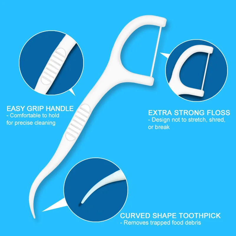 Dental Floss Sticks Dental Floss Plastic Toothpicks-Disposable Cleaning between Teeth-Separate Box-Oral Care 100Pcs