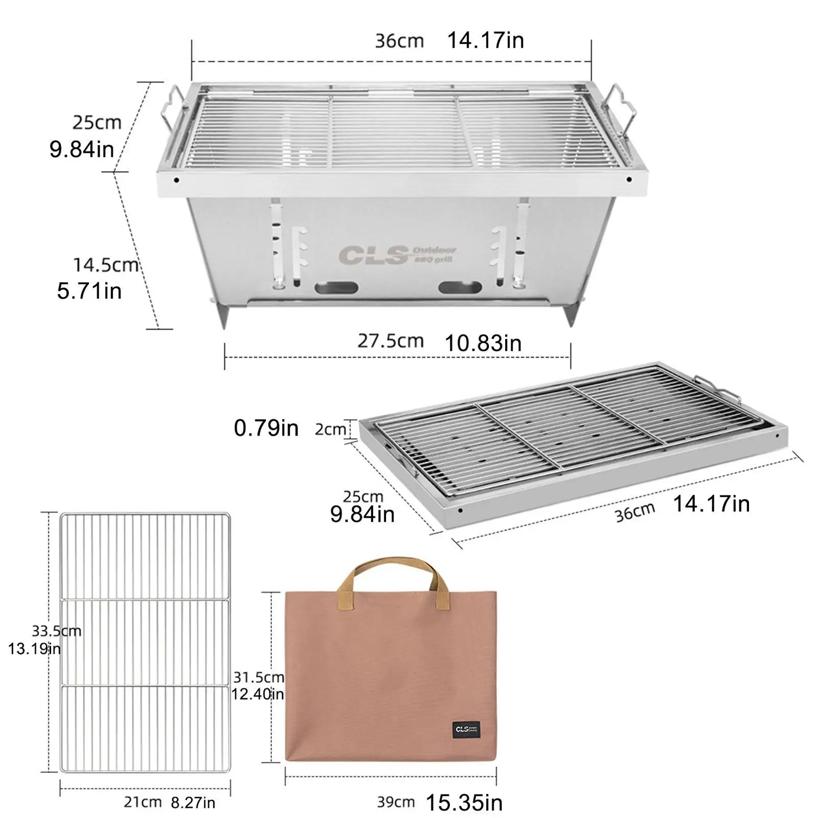 Barbecue Grill Adjustable Firepower Firepit Tabletop Stainless Steel Foldable Grill for Backpacking Yard Outside Garden Picnic Barbecue Grill Adjustable Firepower Firepit Tabletop Stainless Steel Foldable Grill for Backpacking Yard Outside Garden Picnic