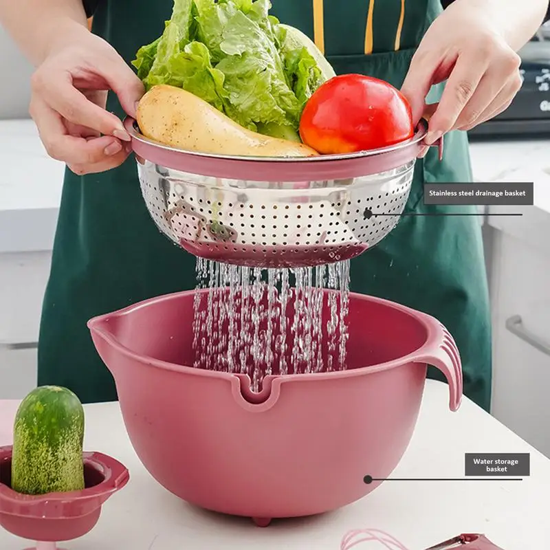 

Colander Bowl 2 In 1 Large Double Layered Strainer Basket Fruits & Vegetable Washing Basket Kitchen Colanders Set Kitchen Gadget