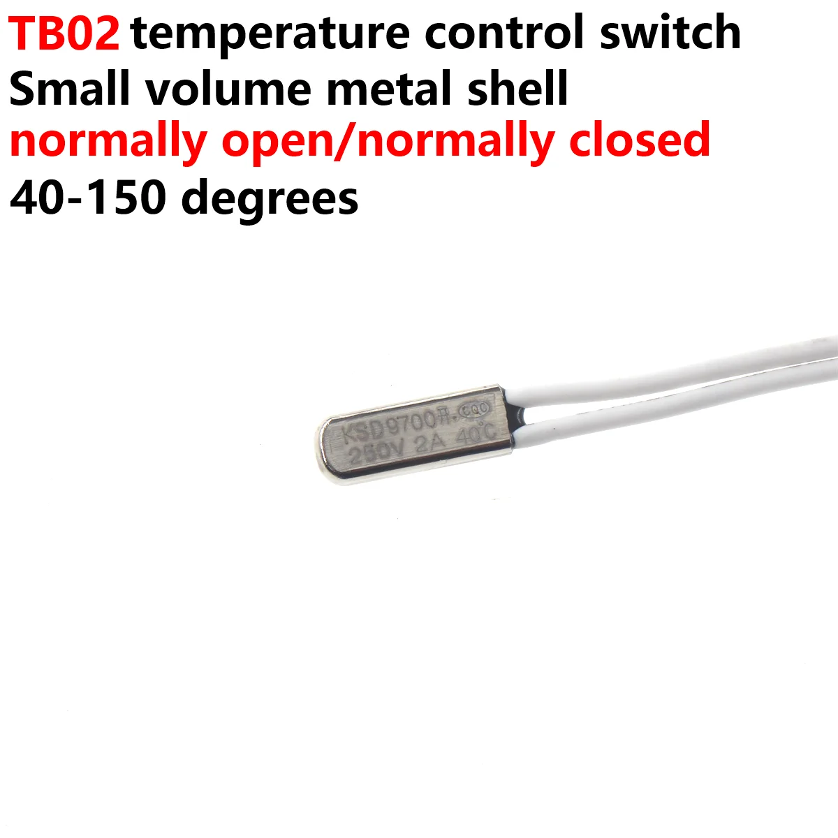 5PCS TB02 KSD9700 250V 2A Plastic Fuses Bimetal Disc small Temperature Switch NC NO Thermostat Thermal Protector 45C-150C Degree