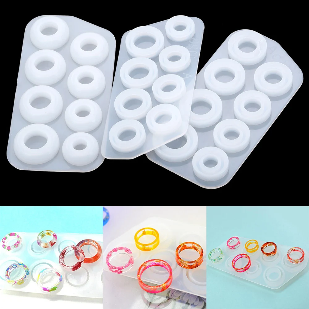 

8Pcs Assorted Sizes Ring Silicone Mold For Resin Jewelry Resin Casting Mold US Size 5-12