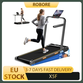 Tapis roulant pieghevole ROBORE X5F con inclinazione al 14%, motore silenzioso da 2,5 HP, velocità massima di 10 km/h, carico di 150 kg, inclinazione a 3 livelli, display a LED