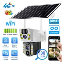 8MP 4K caméra solaire sans fil 4G Sim extérieur double objectif Wifi IP caméra PIR Vision nocturne V380 Pro CCTV moniteur de Protection de sécurité 1