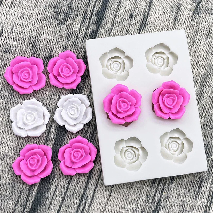 Camellia Mini Rose Daisy Flower Silicone Sugarcraft Mold Resin Tools  Chocolate Cupcake Baking Mold Fondant Cake