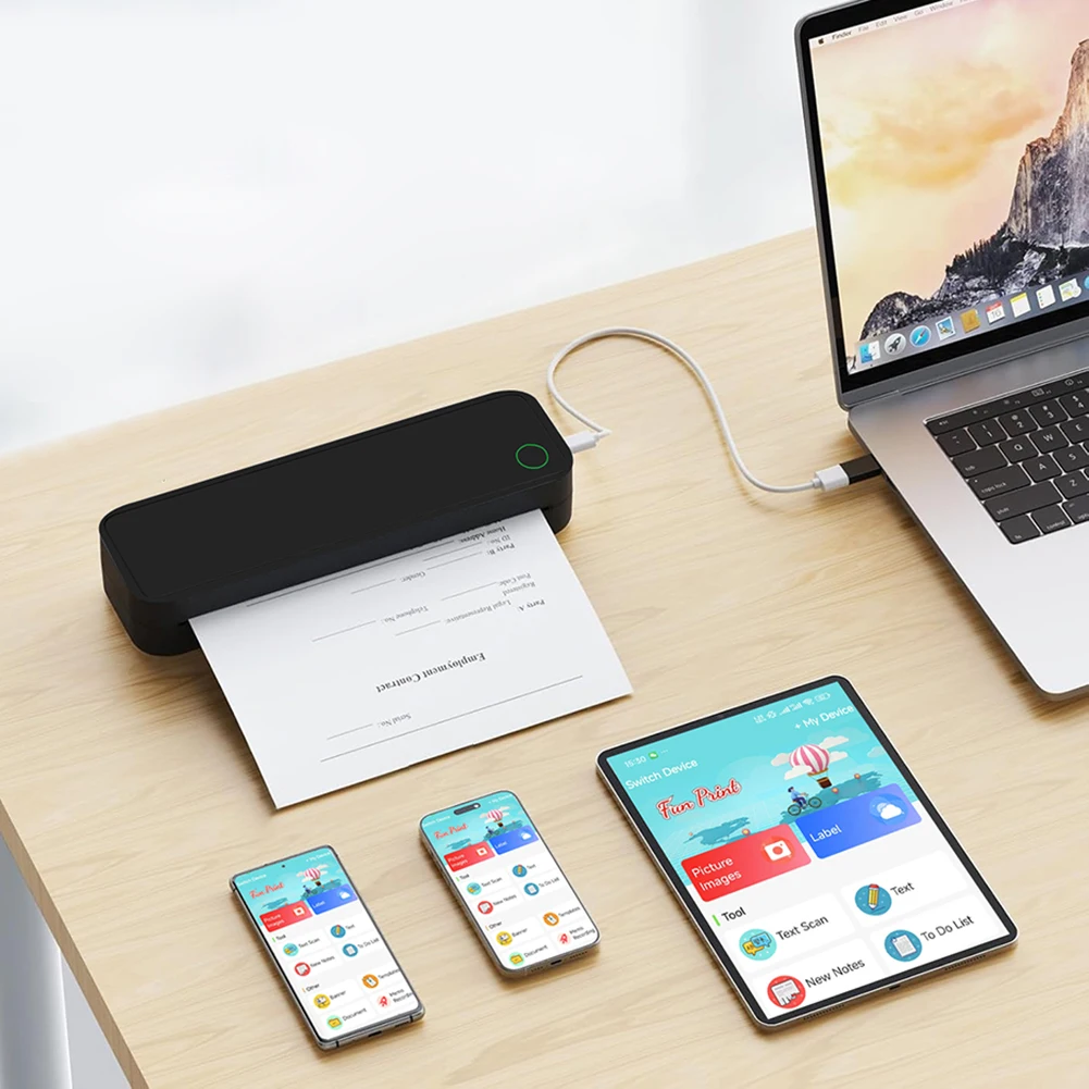 Portable Thermal A4 Printer Inkless Bluetooth Mobile Printer